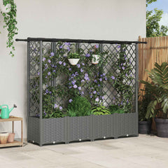 Raised Bed with Trellis and Roof Light Grey with Flat Roof (3 Side trellis) 202 cm 136 cm
