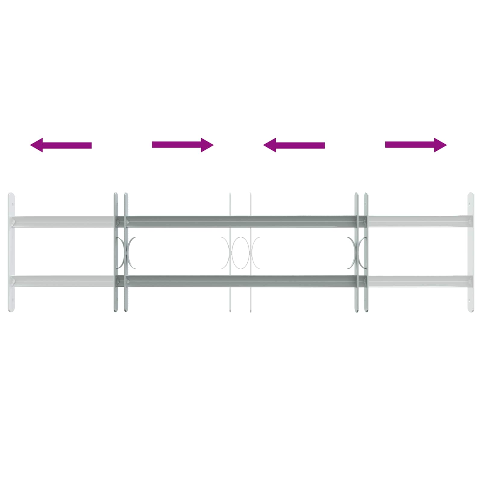 vidaXL Security Grille for Windows with 2 Crossbars 3 pcs 630-1140 mm 6
