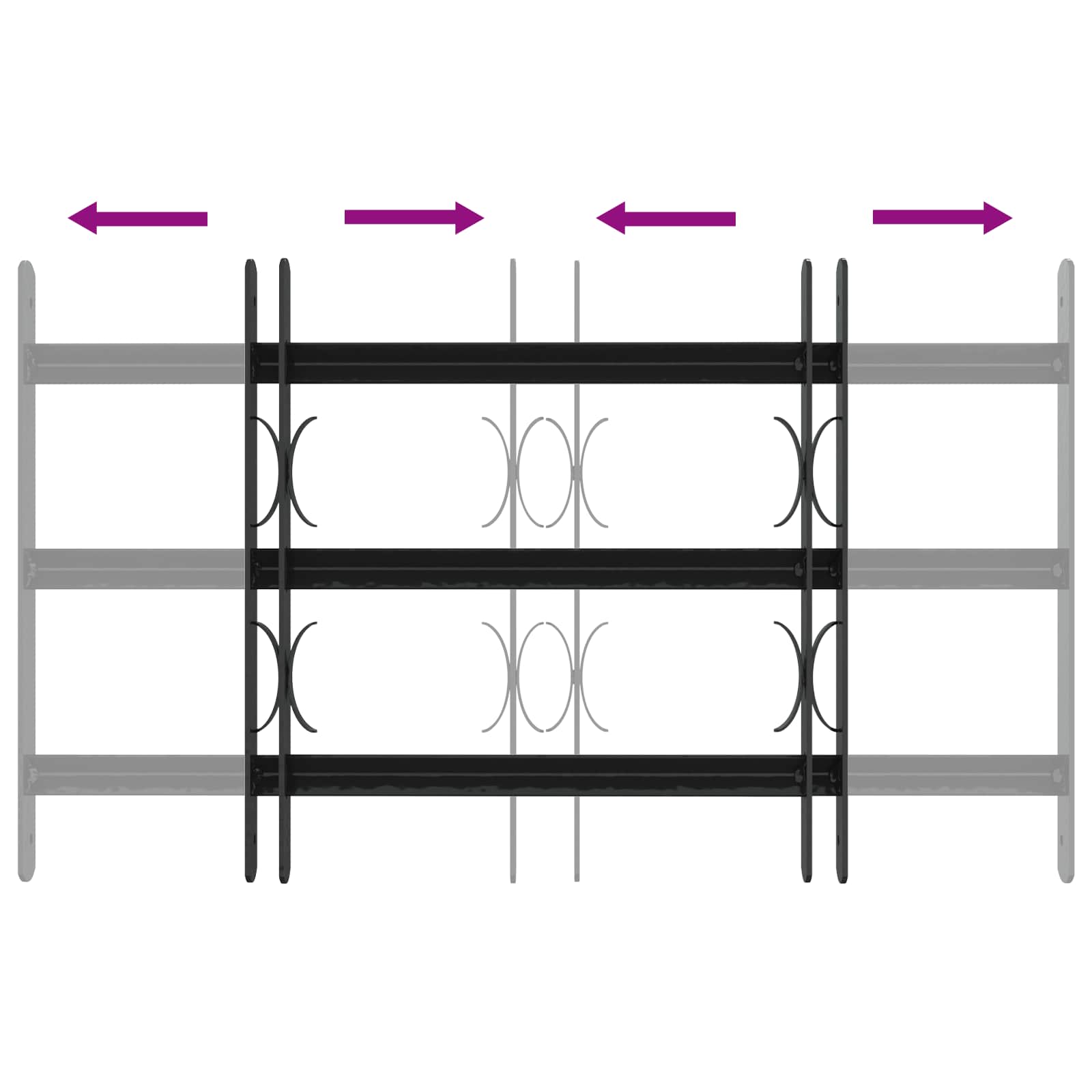 vidaXL Security Grille for Windows with 3 Crossbars 3 pcs 43-74 cm 6