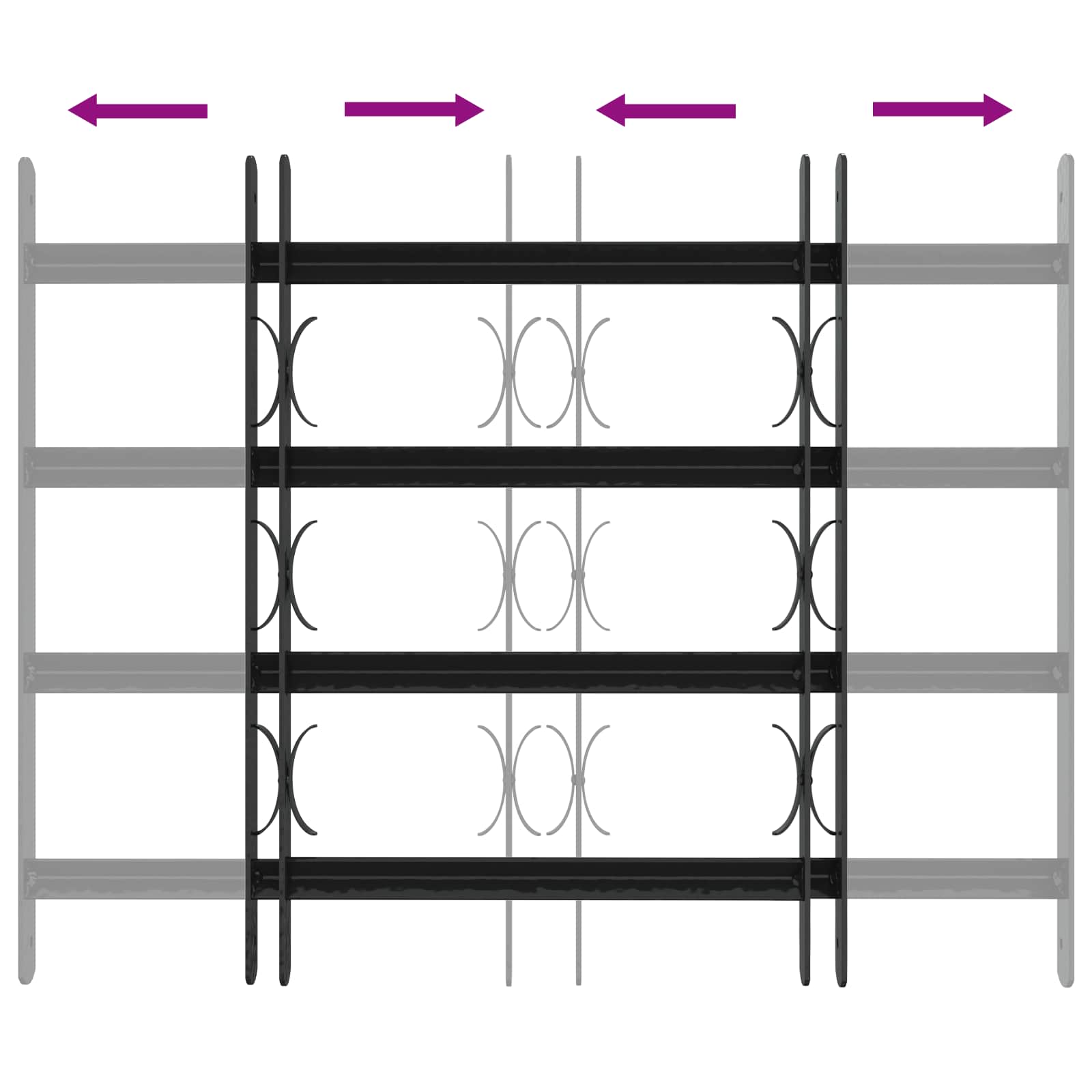 vidaXL Security Grille for Windows with 4 Crossbars 3 pcs 43-74 cm 6