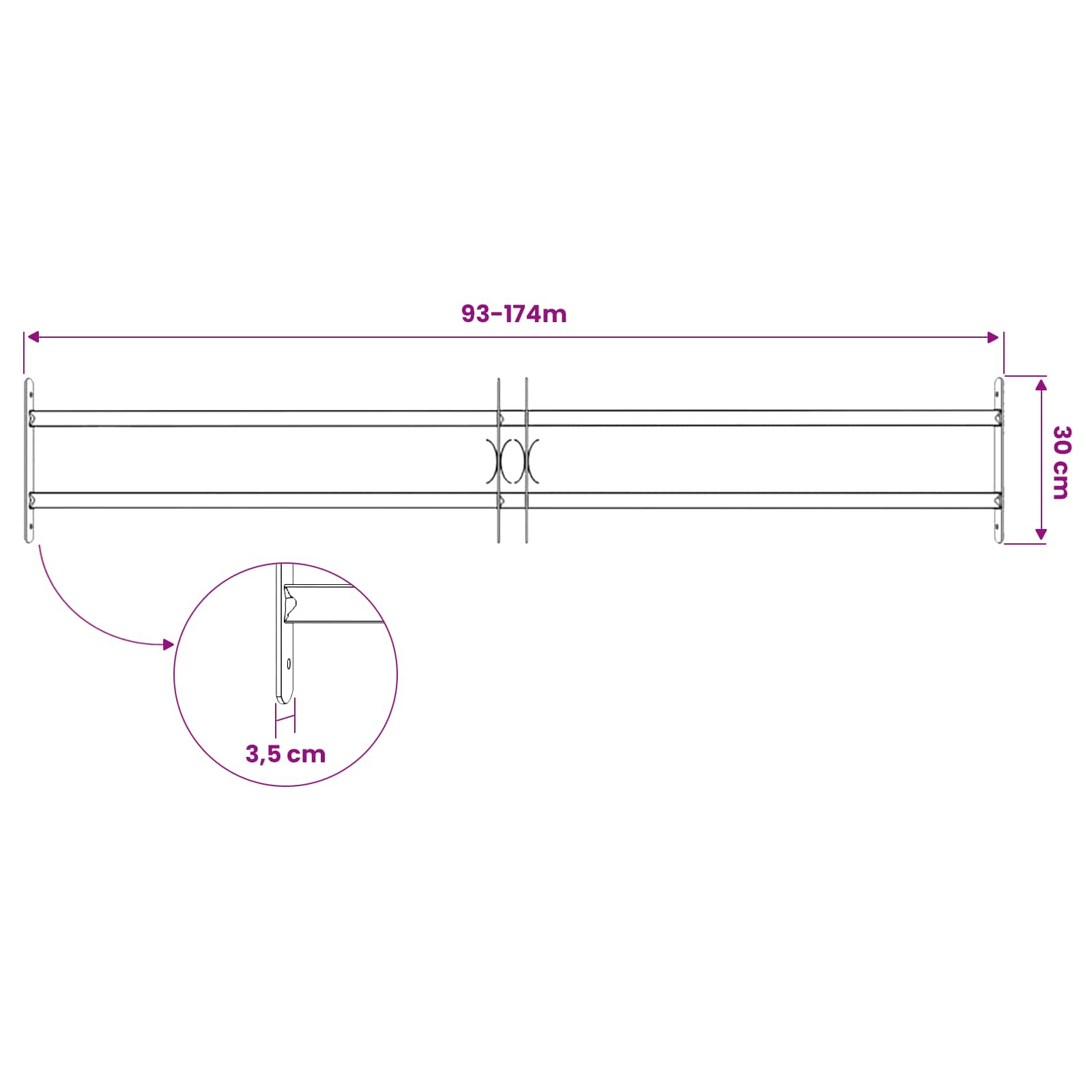 vidaXL Security Grille for Windows with 2 Crossbars 93-174 cm 6