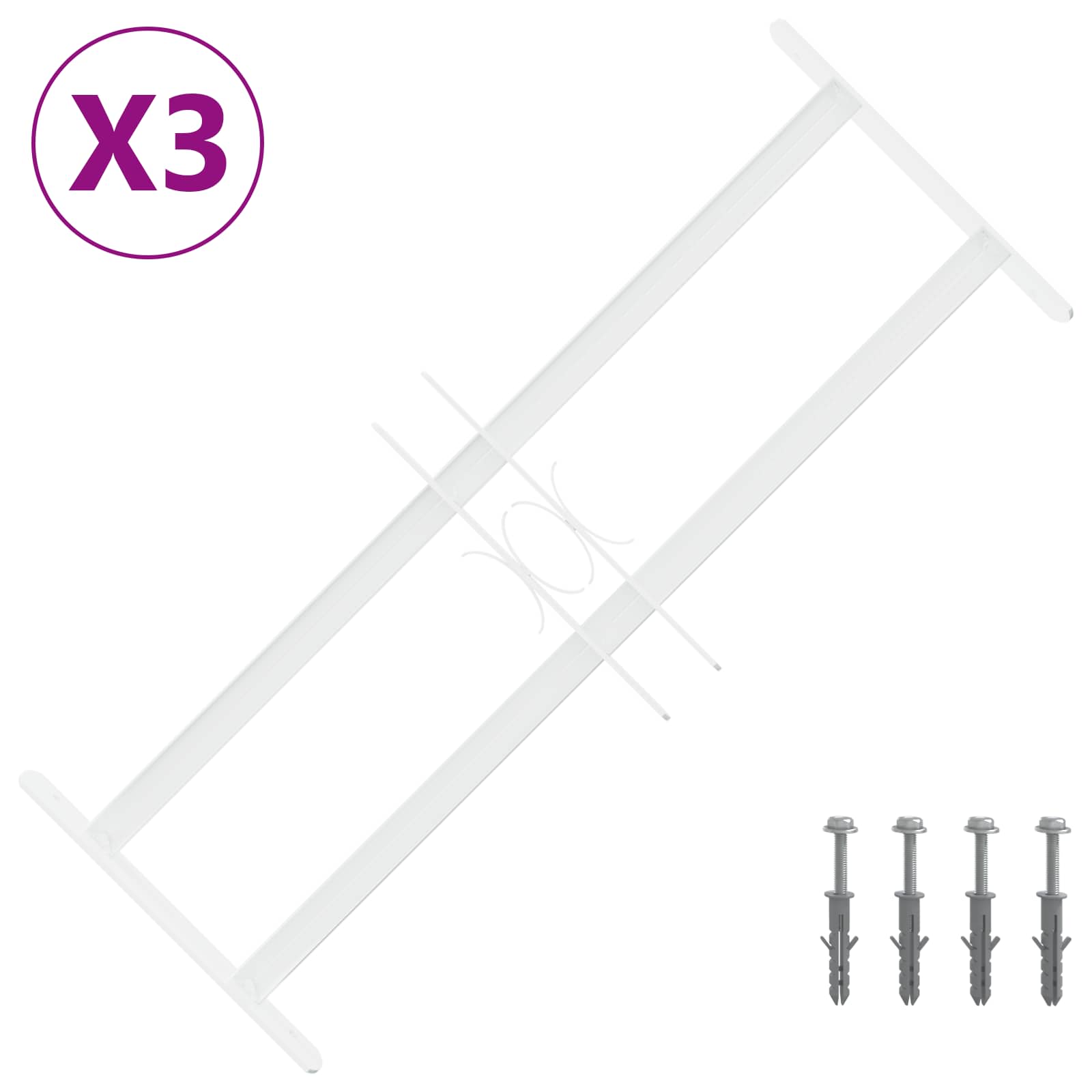 vidaXL Security Grille for Windows with 2 Crossbars 3 pcs 43-74 cm 2