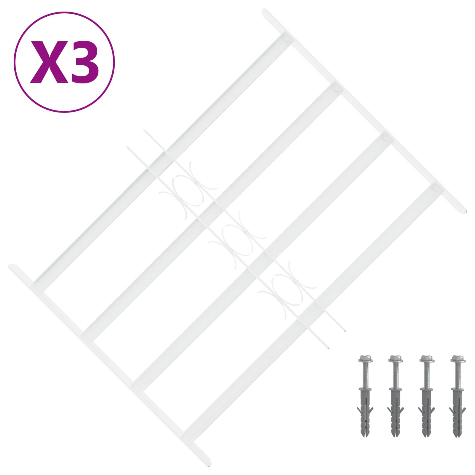 vidaXL Security Grille for Windows with 4 Crossbars 3 pcs 43-74 cm 2