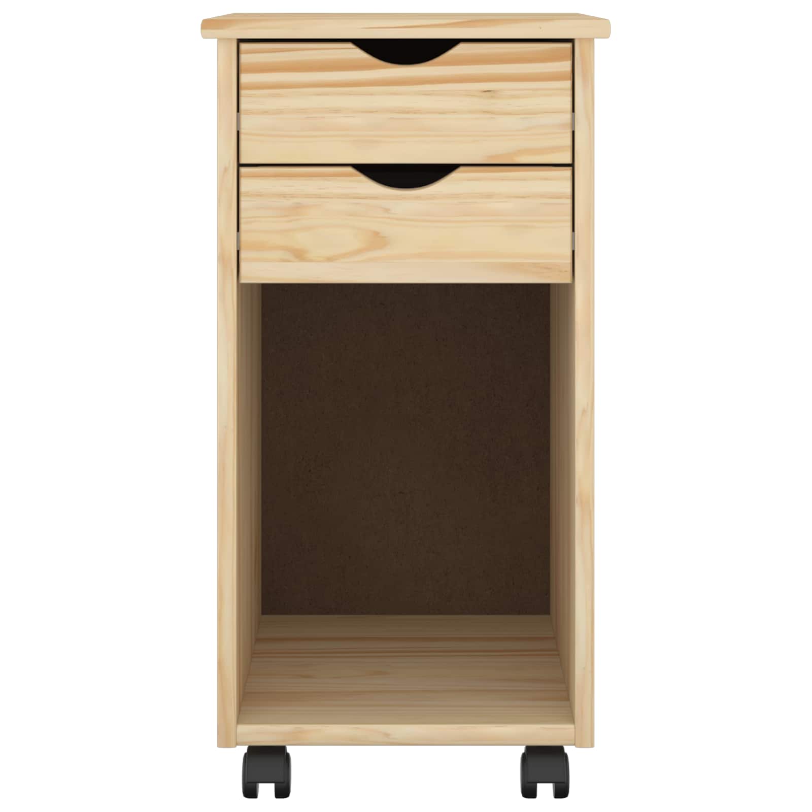 vidaXL Rolling Cabinet 34 x 39 x 65.5 cm Solid Pine Wood Brown 4