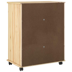 Rolling Cabinet Solid Pine Wood Brown, image 6