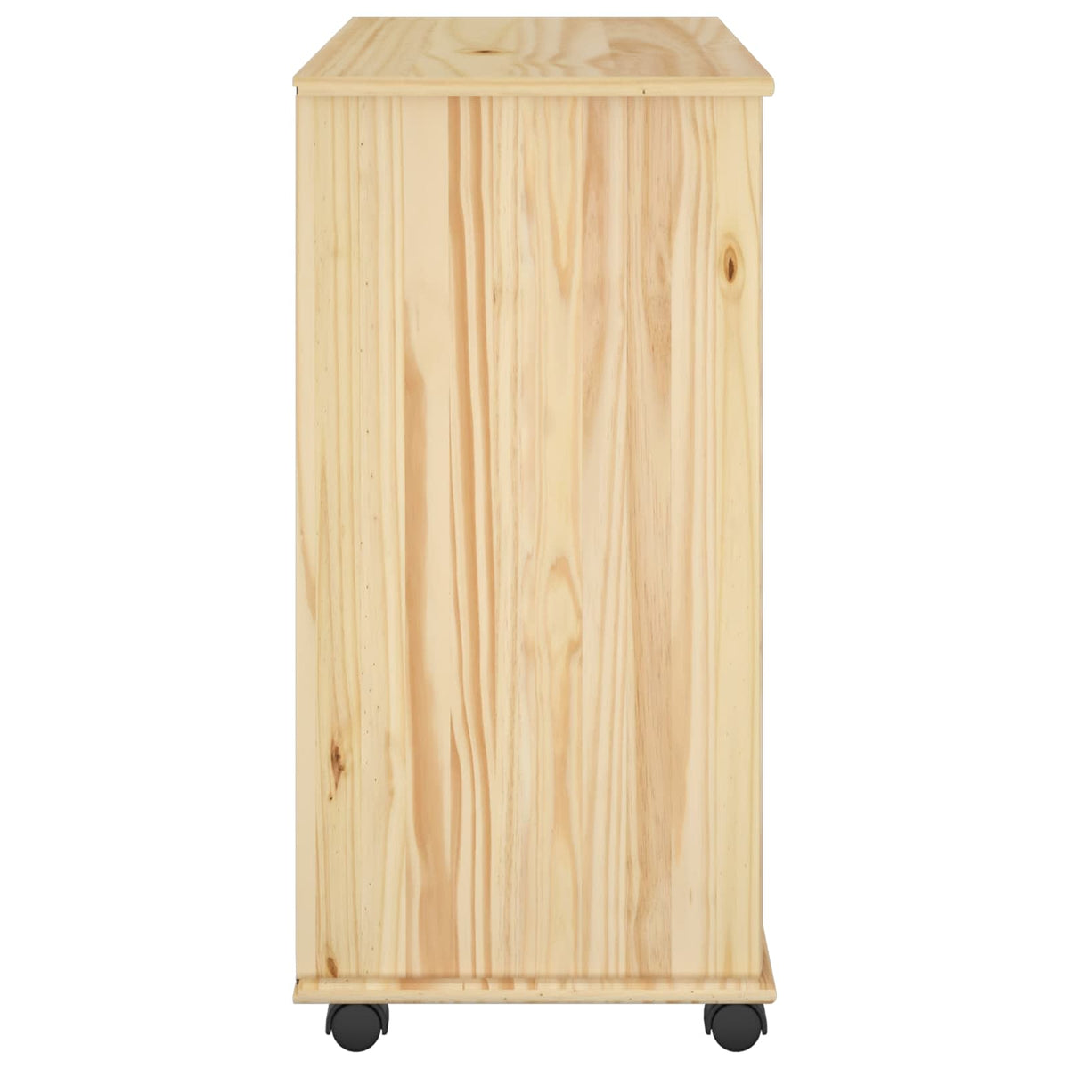 Rolling Cabinet Solid Pine Wood Brown, image 5