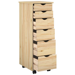 Rolling Cabinet Solid Pine Wood Brown, image 3