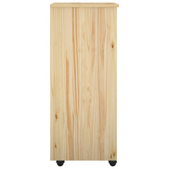 Rolling Cabinet Solid Pine Wood Brown, image 5