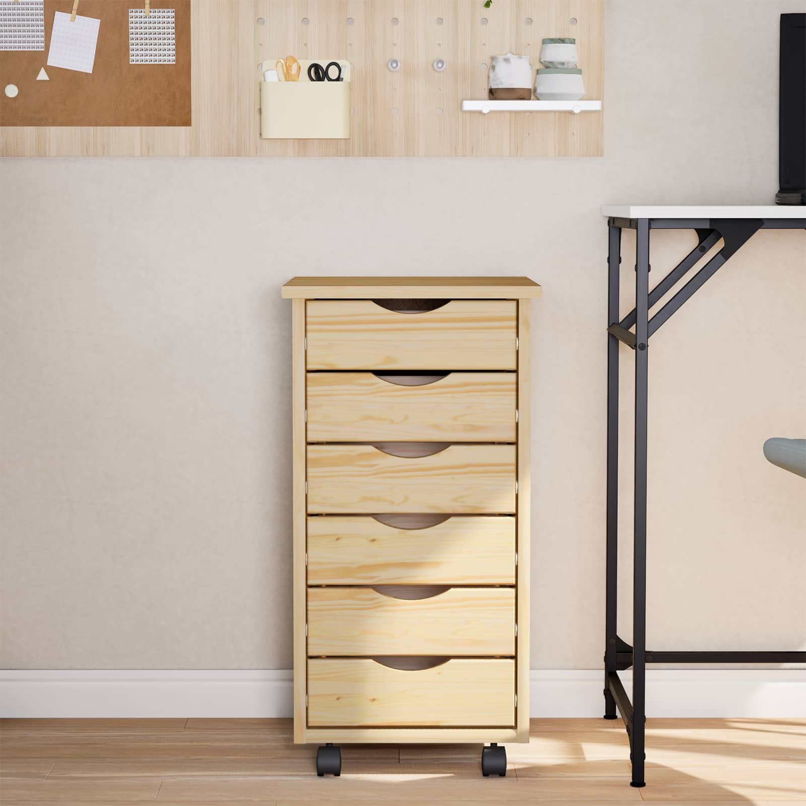 vidaXL Rolling Cabinet with Drawers MOSS 34 x 39 x 65.5 cm 3