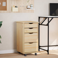 vidaXL Rolling Cabinet with Desk MOSS 34 x 39 x 65.5 cm Clear Varnish 1
