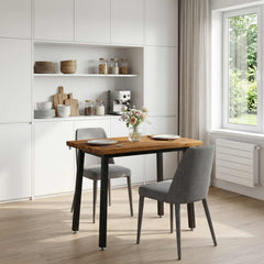 Dining Table Solid Acacia Wood Square Natural black
