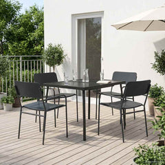 Dining Set 5 pcs Anthracite Steel 110 cm 80 cm 4-seater