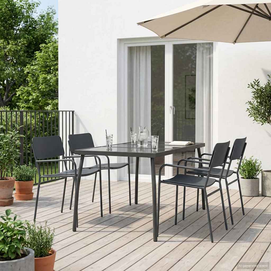 Dining Set 5 pcs Anthracite Steel 165 cm 80 cm 4-seater