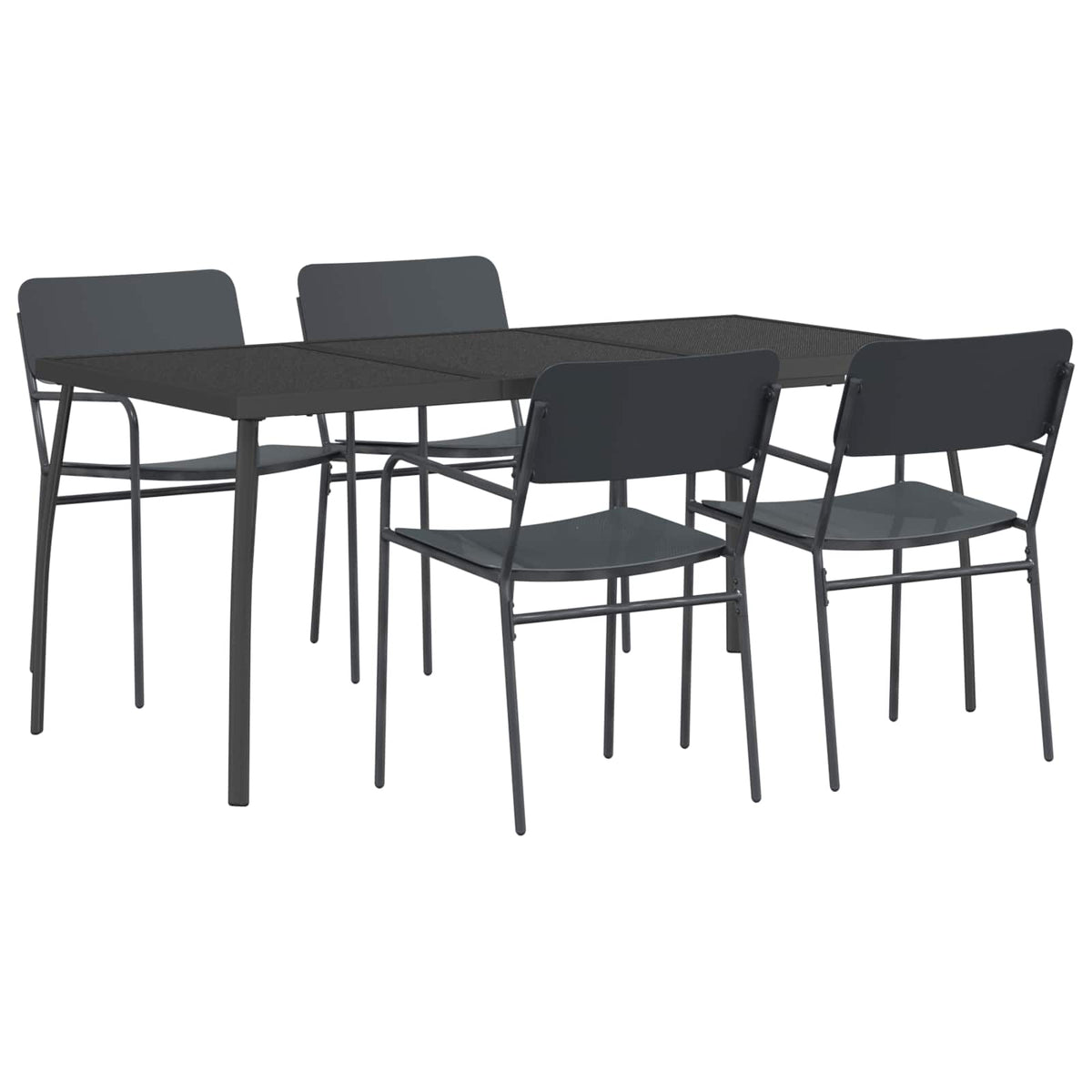 Dining Set 5 pcs Anthracite Steel 165 cm 80 cm 4-seater