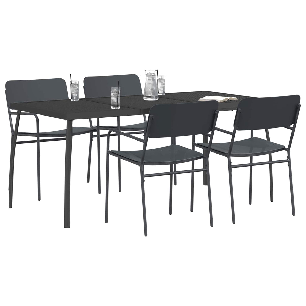 Dining Set 5 pcs Anthracite Steel 165 cm 80 cm 4-seater