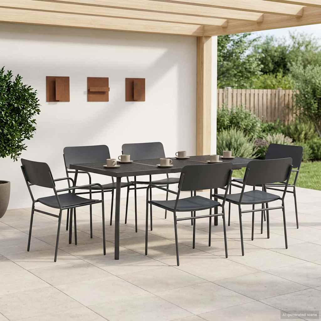 Dining Set 5 pcs Anthracite Steel 165 cm 80 cm 6-seater