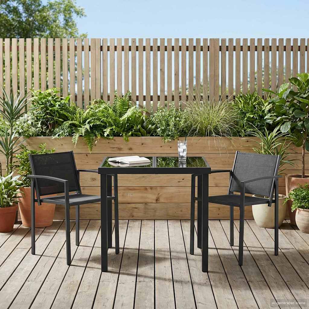 vidaXL Outdoor Furniture Set 3 pcs Black and Anthracite Textilene 1