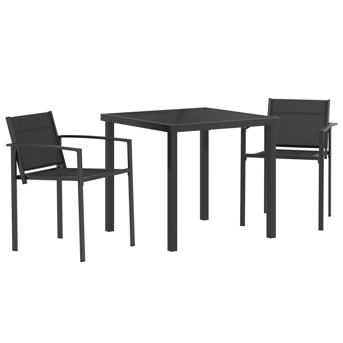 vidaXL Outdoor Furniture Set 3 pcs Black and Anthracite Textilene 2