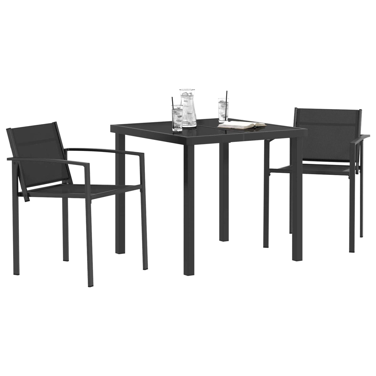 vidaXL Outdoor Furniture Set 3 pcs Black and Anthracite Textilene 3