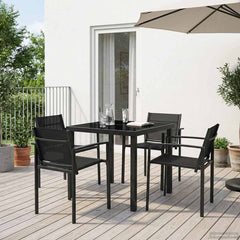 vidaXL Outdoor Furniture Set 5 pcs Black and Anthracite Textilene 1