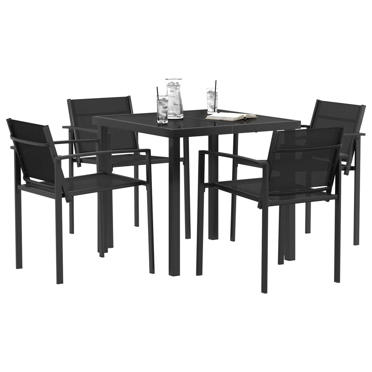 vidaXL Outdoor Furniture Set 5 pcs Black and Anthracite Textilene 3