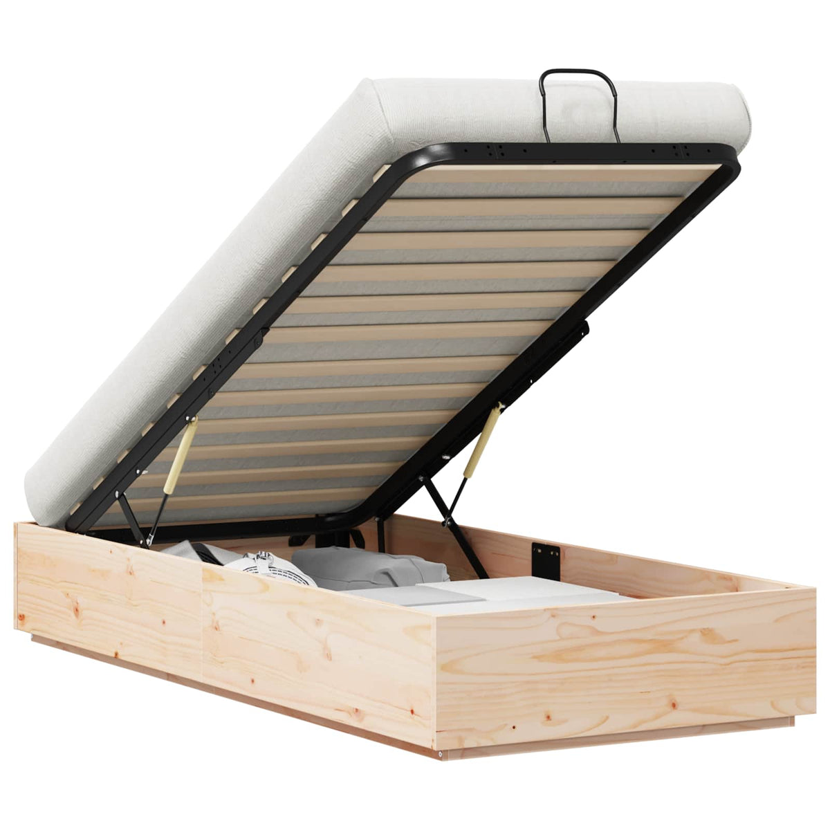 Ottoman Bed Frame with Storage Length 190 cm Natural 90 cm