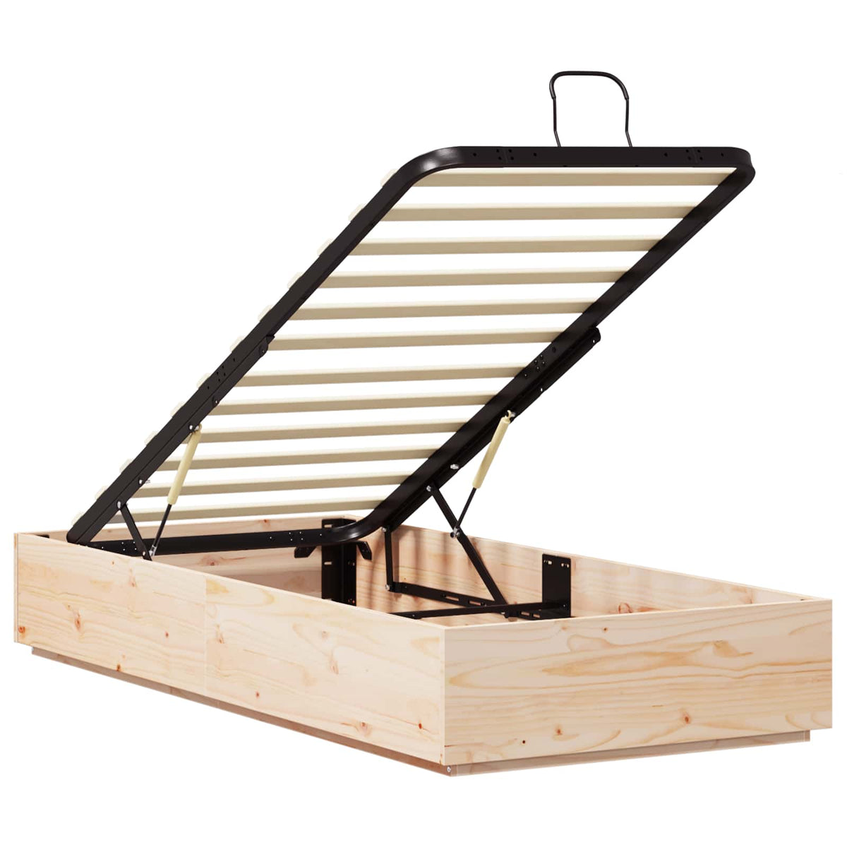 Ottoman Bed Frame with Storage Length 200 cm Natural 90 cm