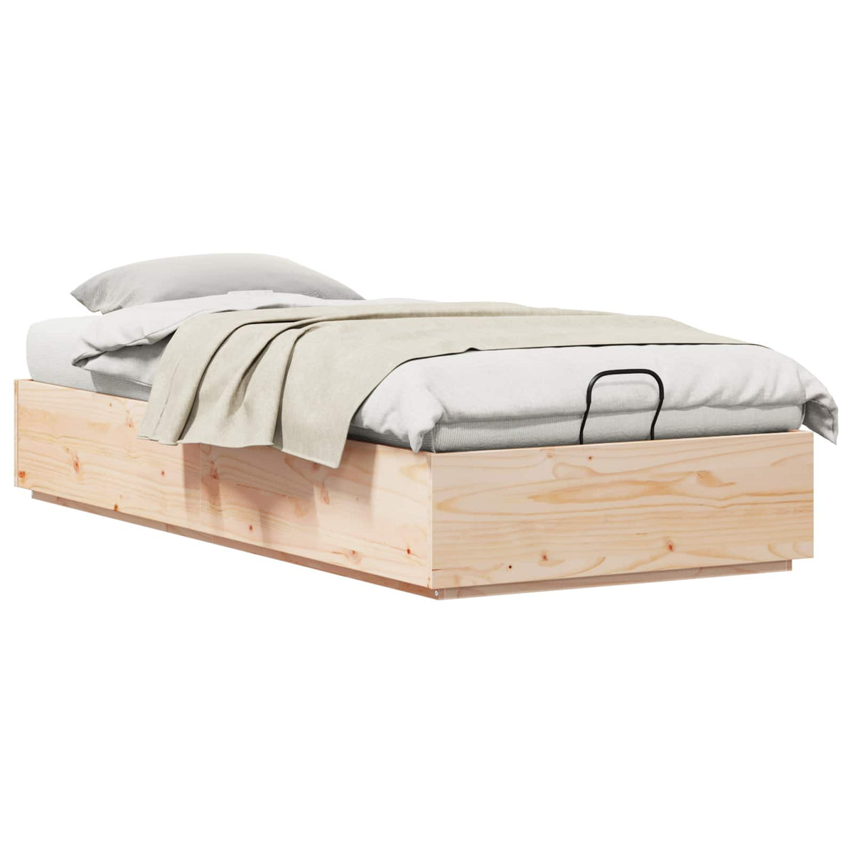 Ottoman Bed Frame with Storage Length 200 cm Natural 90 cm