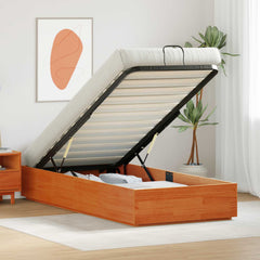 Ottoman Bed Frame with Storage Length 200 cm Wax brown 90 cm