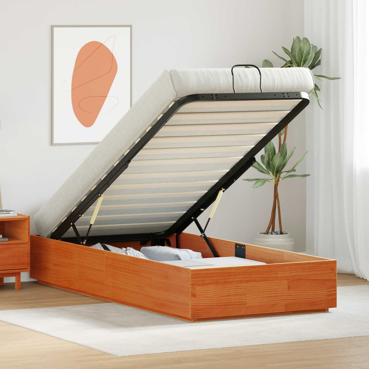 Ottoman Bed Frame with Storage Length 200 cm Wax brown 100 cm