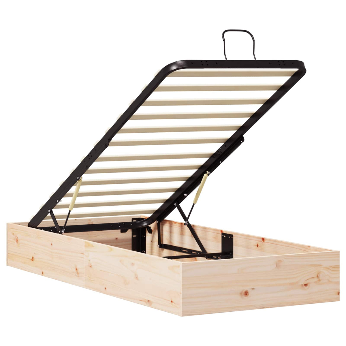 Ottoman Bed Frame with Storage Length 200 cm Natural 90 cm