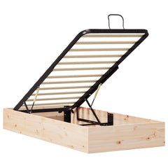 Ottoman Bed Frame with Storage Length 200 cm Natural 90 cm