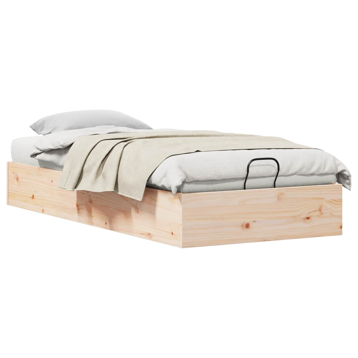 Ottoman Bed Frame with Storage Length 200 cm Natural 90 cm