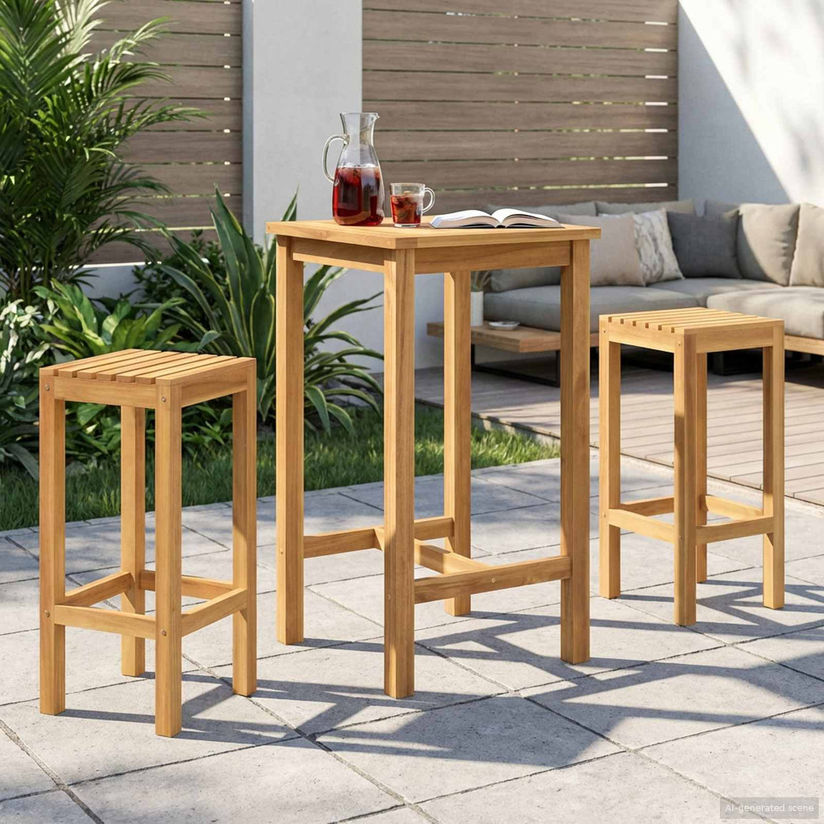vidaXL Outdoor Bar Set 3 pcs Untreated Solid Teak Wood 1