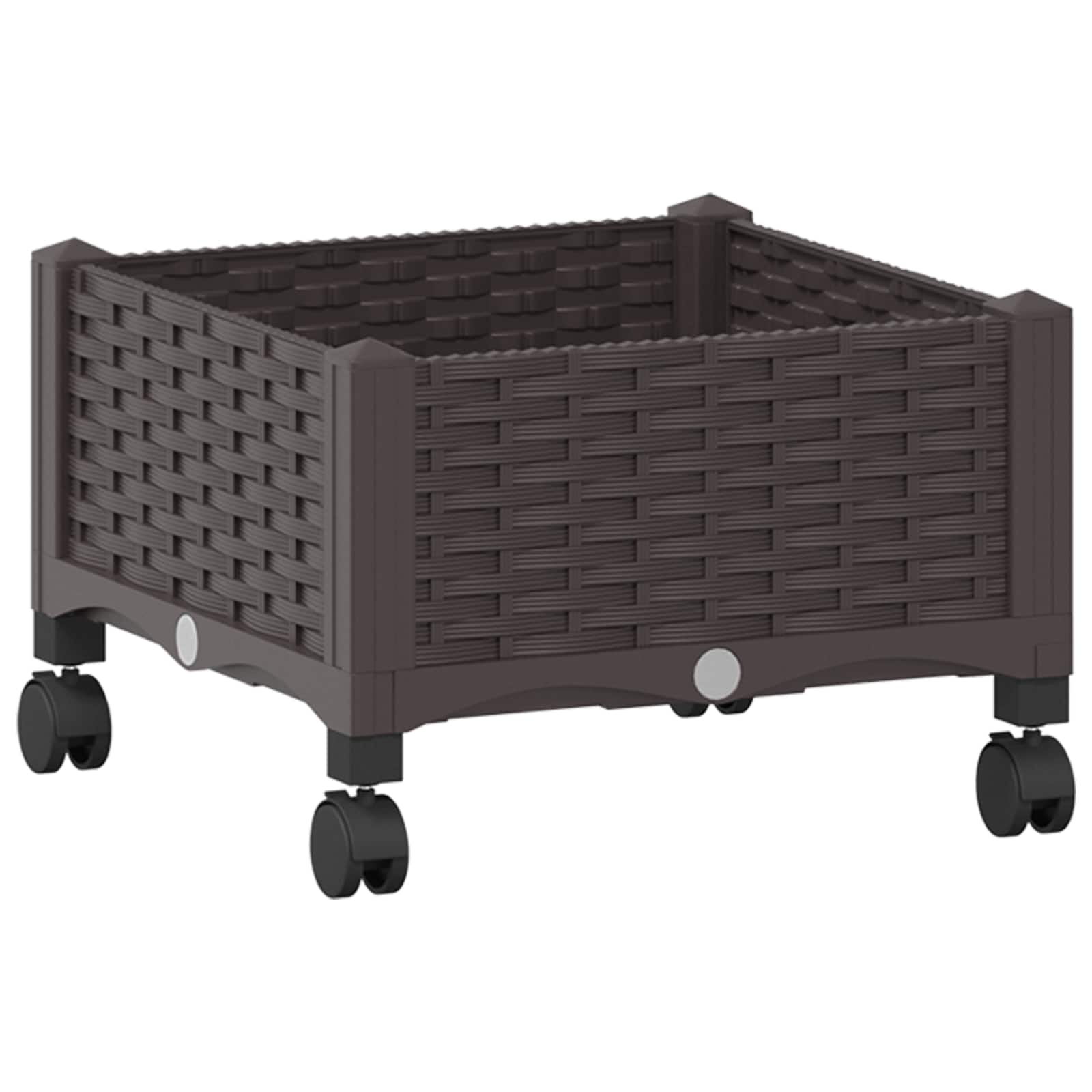 vidaXL Garden Planter with Wheels Brown 40 x 40 x 29 cm PP 2