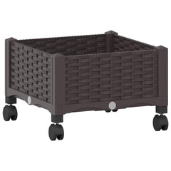vidaXL Garden Planter with Wheels Brown 40 x 40 x 29 cm PP 2