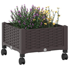 vidaXL Garden Planter with Wheels Brown 40 x 40 x 29 cm PP 3