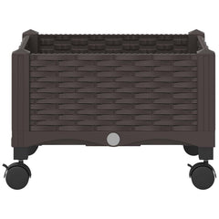 vidaXL Garden Planter with Wheels Brown 40 x 40 x 29 cm PP 4