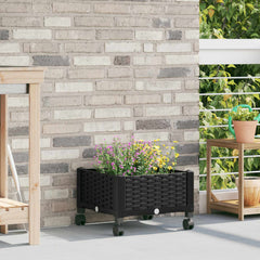 vidaXL Garden Planter with Wheels Black 40 x 40 x 29 cm PP 1