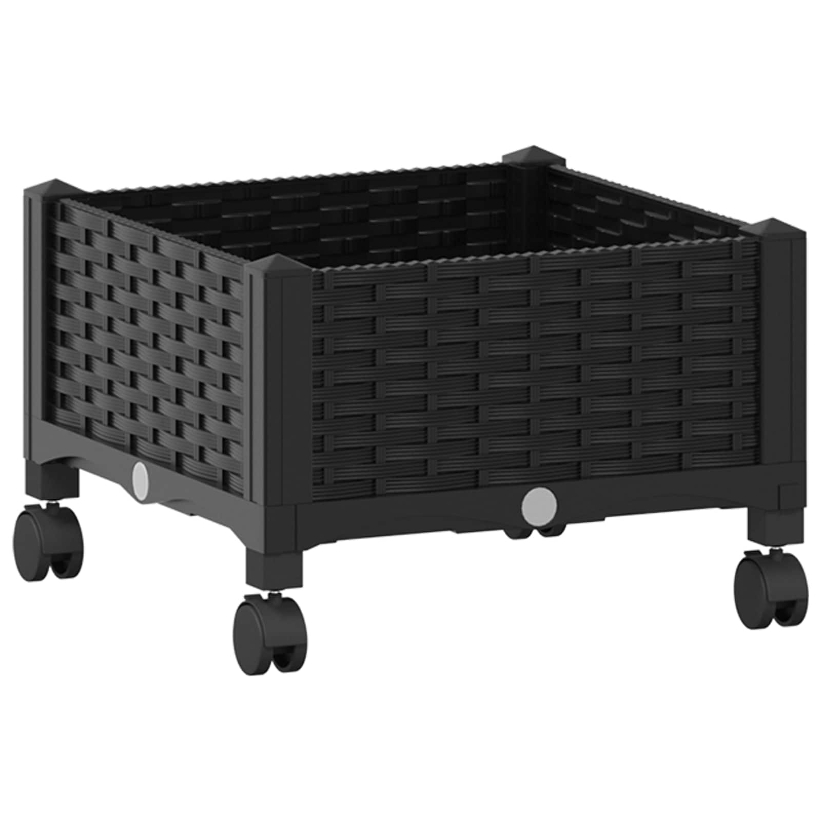 vidaXL Garden Planter with Wheels Black 40 x 40 x 29 cm PP 2
