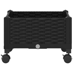 vidaXL Garden Planter with Wheels Black 40 x 40 x 29 cm PP 4
