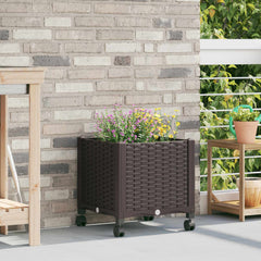 vidaXL Garden Planter with Wheels Brown 40 x 40 x 44 cm PP 1