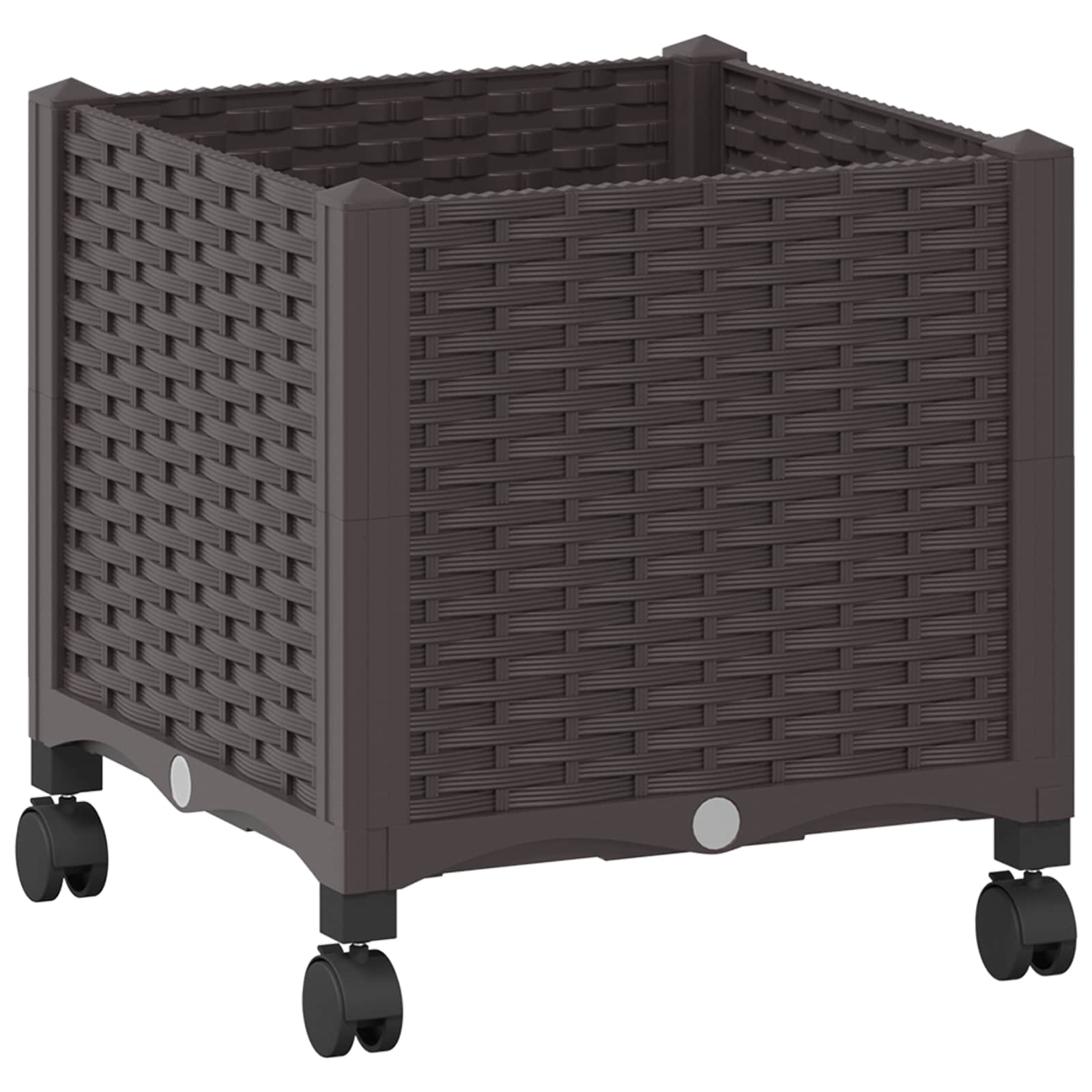 vidaXL Garden Planter with Wheels Brown 40 x 40 x 44 cm PP 2