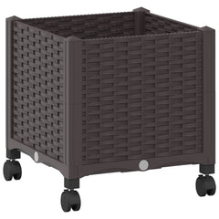 vidaXL Garden Planter with Wheels Brown 40 x 40 x 44 cm PP 2