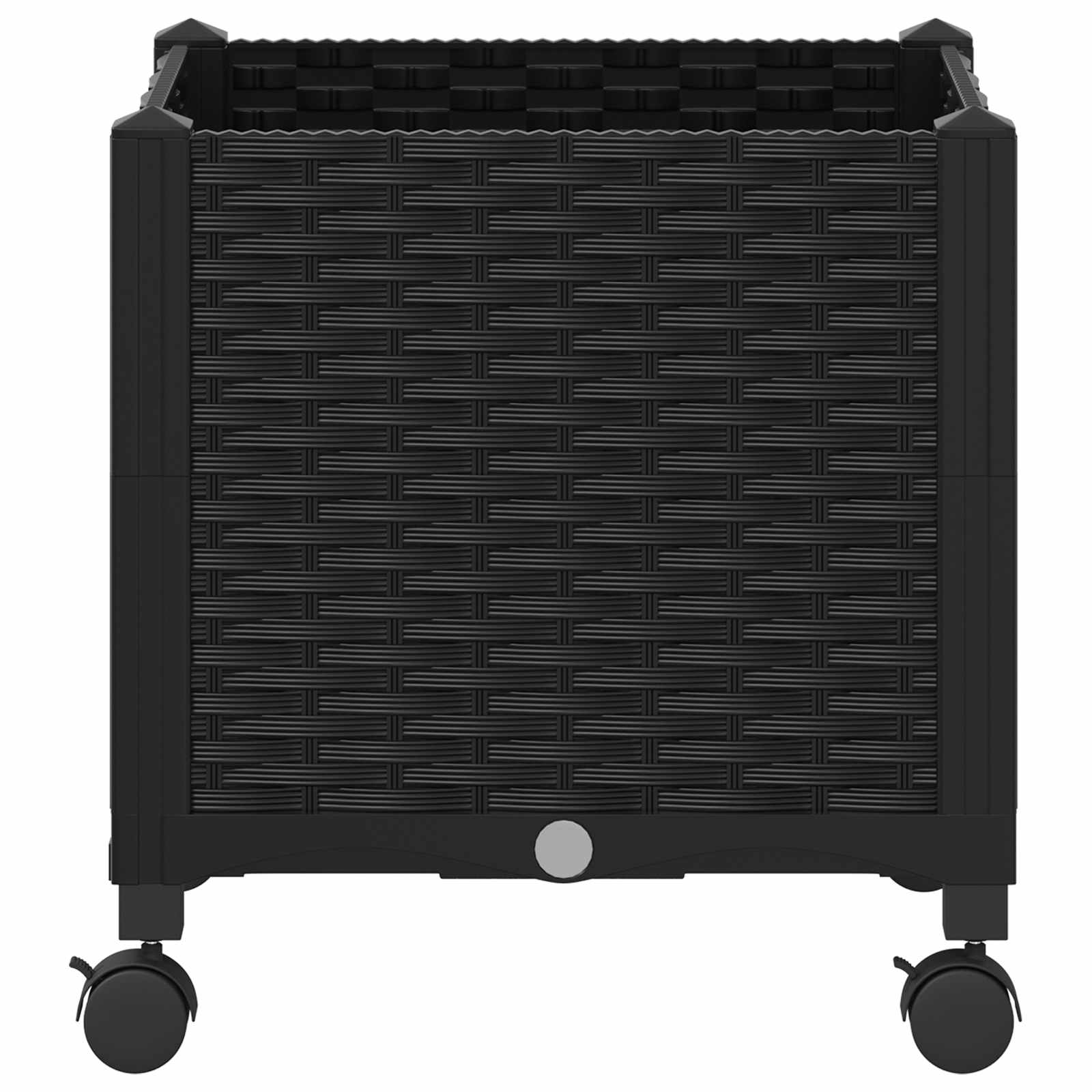 vidaXL Garden Planter with Wheels Black 40 x 40 x 44 cm PP 4