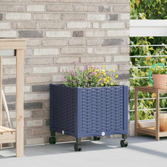 vidaXL Garden Planter with Wheels Blue Grey 40 x 40 x 48 cm PP 1
