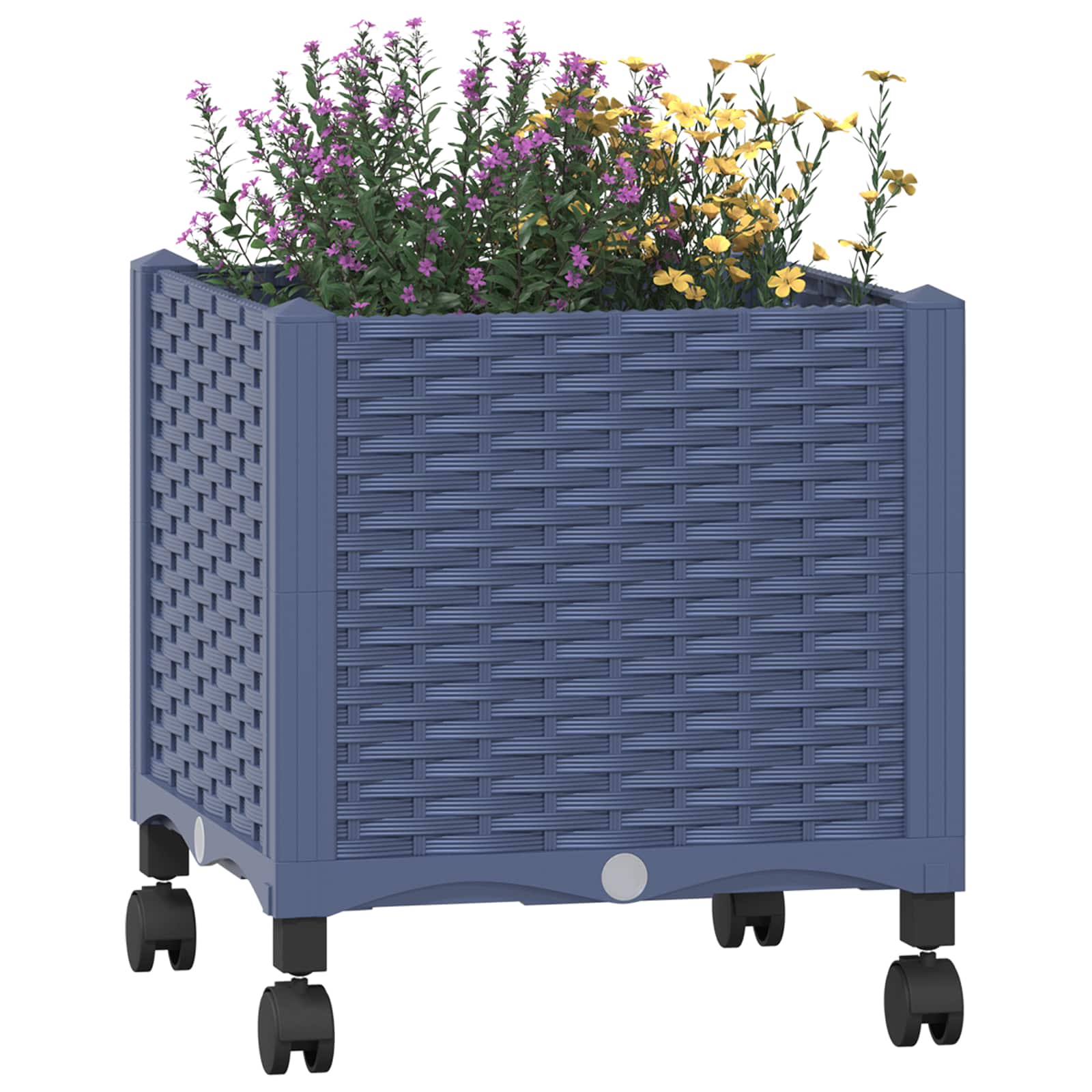 vidaXL Garden Planter with Wheels Blue Grey 40 x 40 x 48 cm PP 3