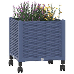 vidaXL Garden Planter with Wheels Blue Grey 40 x 40 x 48 cm PP 3