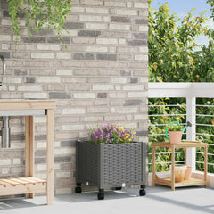 vidaXL Garden Planter with Wheels Light Grey 40 x 40 x 48 cm PP 1