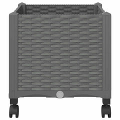 vidaXL Garden Planter with Wheels Light Grey 40 x 40 x 48 cm PP 4